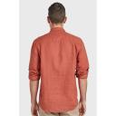 David Jones Academy Brand Hampton L/S Linen Shirt in Chilli, Size Medium