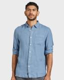 David Jones Academy Brand Hampton Linen Shirt in Blue Horizon, Size XL
