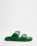 David Jones Alias Mae Paris Slide in Green Leather, Size 41 EU