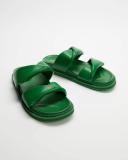 David Jones Alias Mae Paris Slide in Green Leather, Size 41 EU