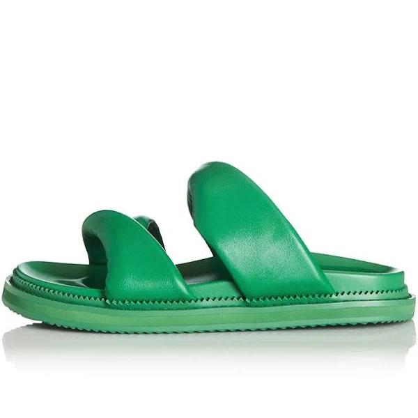 David Jones Alias Mae Paris Slide in Green Leather, Size 41 EU
