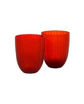 David Jones Brian Tunks Iguasu Glass Tumbler Set of 2 in Blood Orange