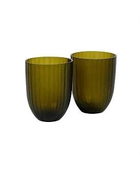 David Jones Brian Tunks Iguasu Glass Tumbler Set of 2 in Olive