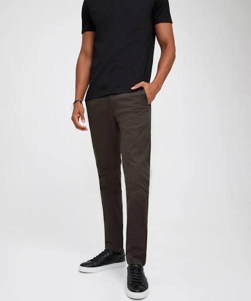 David Jones Calibre Slim Cotton Stretch Chino in Olivedk, Size 34 in