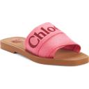 David Jones Chloé Woody Embroidered Linen Slide in pink-red, Size 40 EU