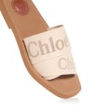 David Jones Chloé Woody Embroidered Linen Slide in pink-red, Size 40 EU