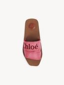 David Jones Chloé Woody Embroidered Linen Slide in pink-red, Size 40 EU