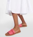 David Jones Chloé Woody Embroidered Linen Slide in pink-red, Size 40 EU