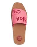 David Jones Chloé Woody Embroidered Linen Slide in pink-red, Size 40 EU