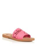 David Jones Chloé Woody Embroidered Linen Slide in pink-red, Size 40 EU