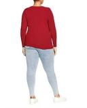 David Jones City Chic Button Long Sleeve Top in Ruby, Size 14+