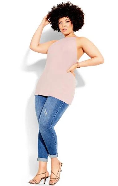 David Jones City Chic Rib Tank in Dusty Rose, Size 14 AU