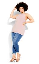 David Jones City Chic Rib Tank in Dusty Rose, Size 22 AU