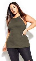 David Jones City Chic Rib Tank in Light Khaki, Size 18 AU
