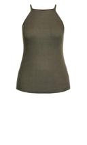 David Jones City Chic Rib Tank in Light Khaki, Size 18 AU
