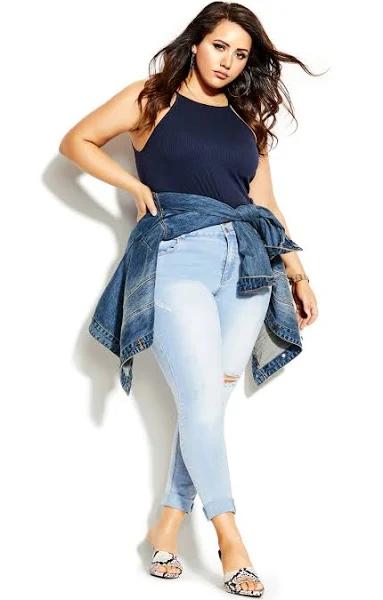 David Jones City Chic Rib Tank in Navy, Size 20 AU