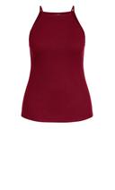 David Jones City Chic Rib Tank in Ruby, Size 22 AU