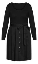David Jones City Chic Uptown Girl Dress in Black/Black, Size 20