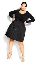 David Jones City Chic Uptown Girl Dress in Black/Black, Size 24