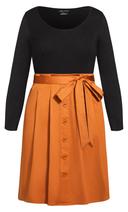 David Jones City Chic Uptown Girl Dress in Deep Caramel, Size 14