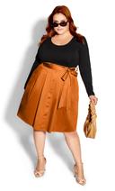 David Jones City Chic Uptown Girl Dress in Deep Caramel, Size 24