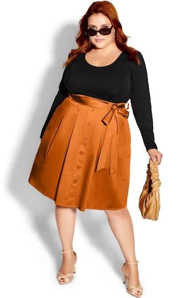David Jones City Chic Uptown Girl Dress in Deep Caramel, Size 24