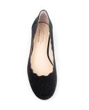 David Jones Edward Meller Fara Scalloped Ballet Flat in Black Speckle, Size 38 EU
