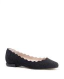 David Jones Edward Meller Fara Scalloped Ballet Flat in Black Speckle, Size 39 EU