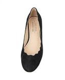 David Jones Edward Meller Fara Scalloped Ballet Flat in Black Suede, Size 40.5 EU