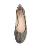 David Jones Edward Meller Fara Scalloped Ballet Flat in Gold Speckle, Size 41.5 EU