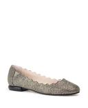David Jones Edward Meller Fara Scalloped Ballet Flat in Gold Speckle, Size 41.5 EU