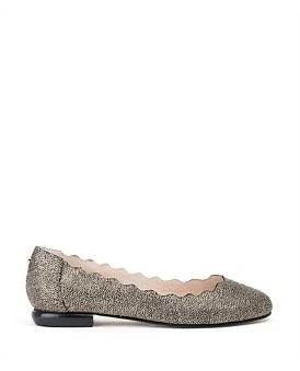 David Jones Edward Meller Fara Scalloped Ballet Flat in Gold Speckle, Size 41.5 EU