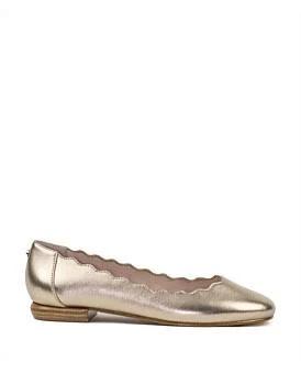 David Jones Edward Meller Fara Scalloped Ballet Flat in Rosegold, Size 41.5 EU