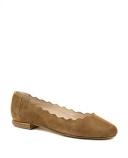 David Jones Edward Meller Fara Scalloped Ballet Flat in Tawny Suede, Size 37.5 EU