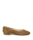 David Jones Edward Meller Fara Scalloped Ballet Flat in Tawny Suede, Size 38.5 EU