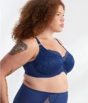 David Jones Elomi Brianna Underwire Padded Half Cup Bra in Lapis, Size 18GG (40GG)