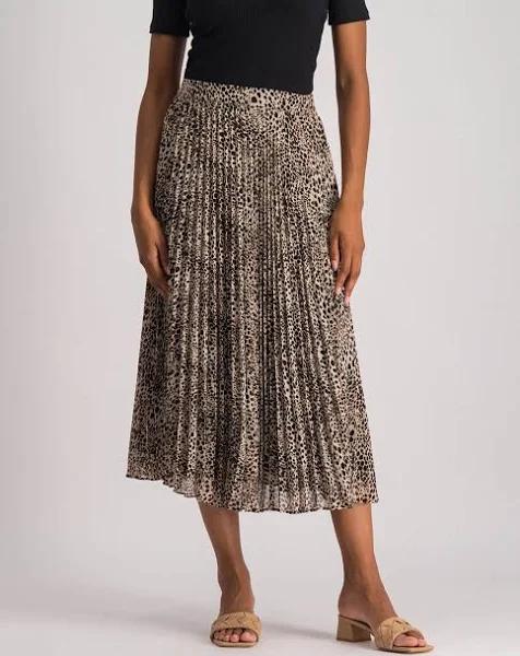 David Jones Forever New Hailee Pleated Skirt in Camel Animal, Size 6