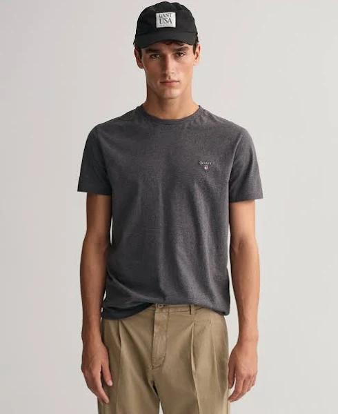 David Jones Gant Solid T-Shirt in Antracit Melange, Size XS