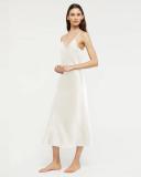 David Jones GINIA Silk Long Nite V Neck in Creme, Size Small