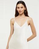 David Jones GINIA Silk Long Nite V Neck in Creme, Size Small