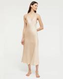 David Jones GINIA Silk Long Nite V Neck in Mink, Size XL