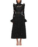 David Jones Leo Lin Aliyah Lace Butterfly Sleeve Midi Dress in Black, Size 14 AU