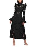 David Jones Leo Lin Aliyah Lace Butterfly Sleeve Midi Dress in Black, Size 14 AU