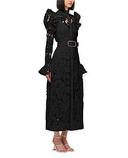 David Jones Leo Lin Aliyah Lace Butterfly Sleeve Midi Dress in Black, Size 14 AU