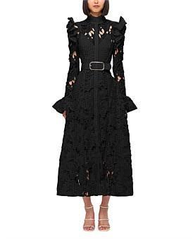 David Jones Leo Lin Aliyah Lace Butterfly Sleeve Midi Dress in Black, Size 14 AU