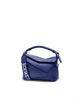 David Jones Loewe Puzzle Edge Monochrome Small in Satin Calf in Deep Purple