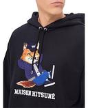 David Jones Maison Kitsune Dressed Fox Print Relaxed Hoodie in Black, Size XL