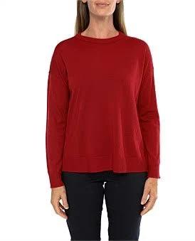 David Jones Merino Crew Neck Sweater in Red, Size 2XL