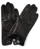 David Jones Milana Silk Lined Nappa Leather Long Gloves in Black, Size M/L