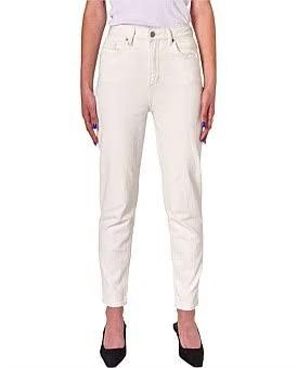 David Jones Neuw Denim Lola Super High Rise Mom Jean in Ecru, Size 28 in